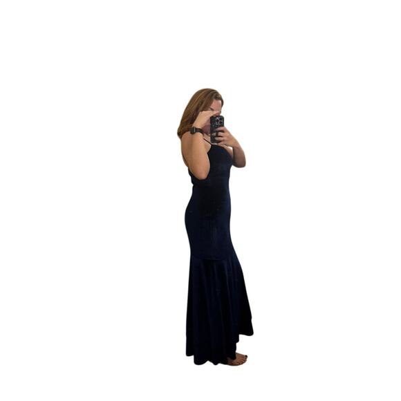 Lulu's Alluring Muse Navy Blue Velvet Tiered Trumpet Maxi Dress - Large - Picture 8 of 11